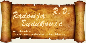 Radonja Duduković vizit kartica
